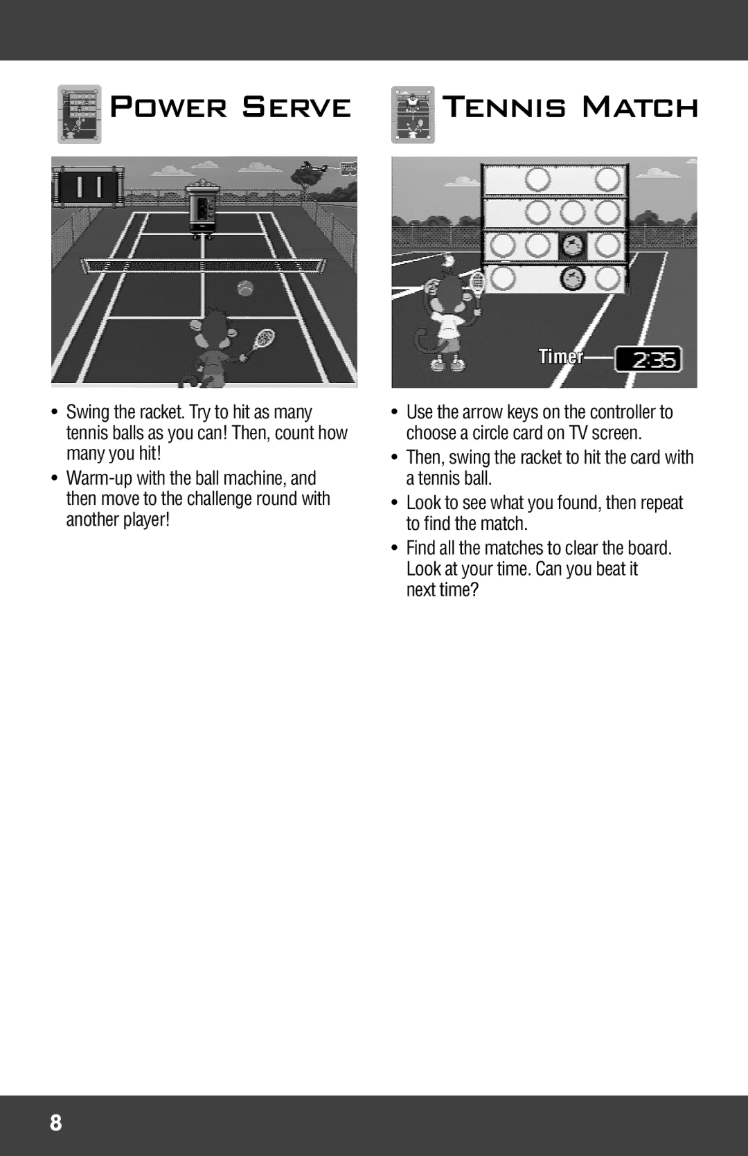 Mattel P5959 manual Power Serve, Tennis Match 