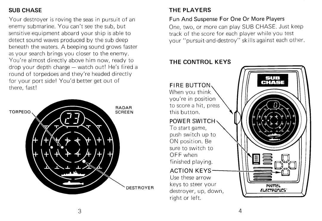 Mattel SUB CHASE manual 