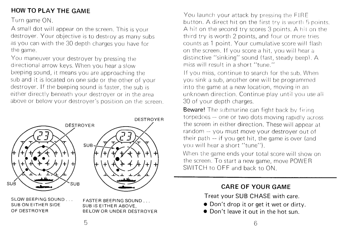 Mattel SUB CHASE manual 