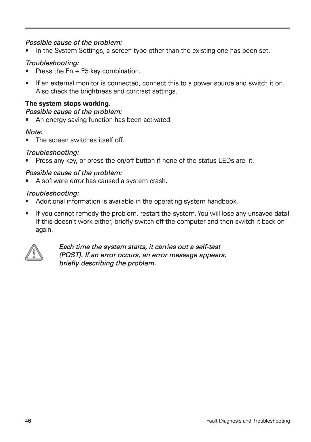 MAXDATA 5500 IR user manual The system stops working, Possible cause of the problem, Troubleshooting 