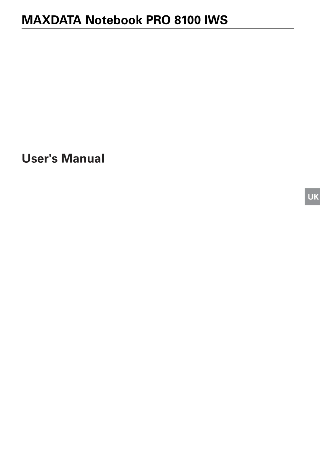 MAXDATA user manual Maxdata Notebook PRO 8100 IWS 