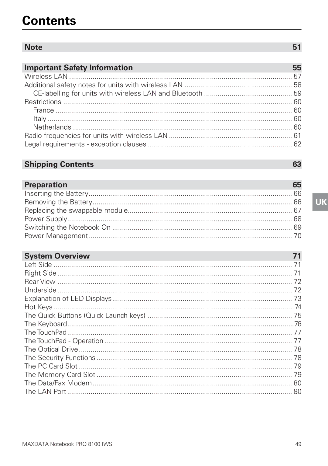 MAXDATA 8100 IWS user manual Contents 