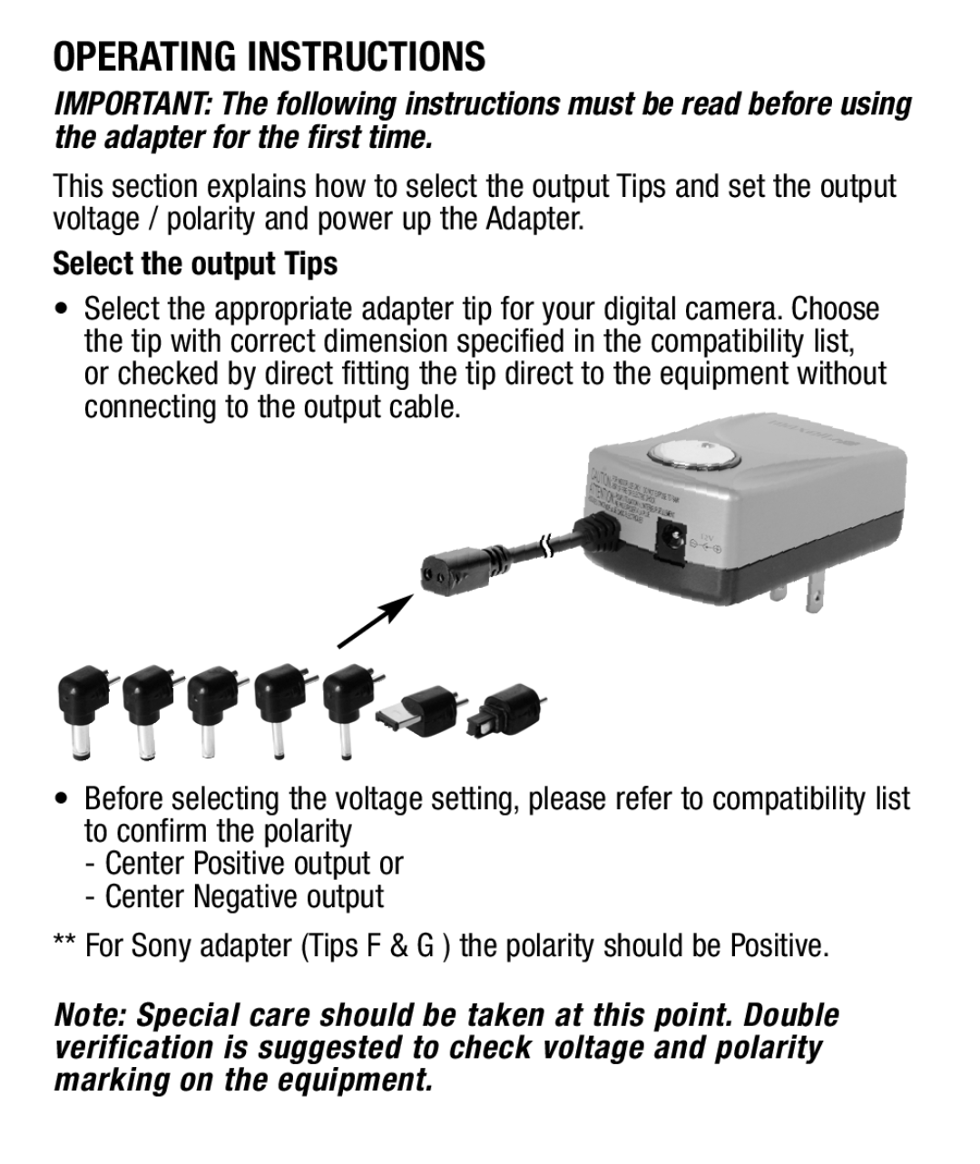 Maxell AC 3000 manual Operating Instructions, Select the output Tips 