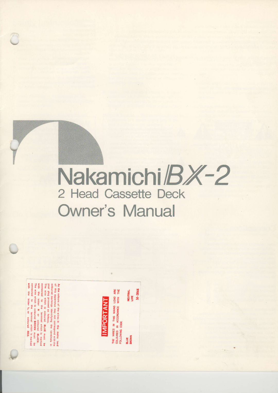 Maxell manual NakamichiIBX-2 