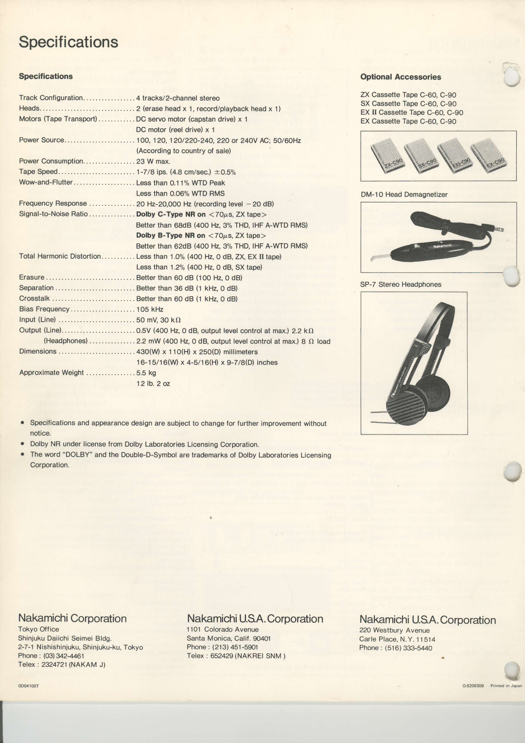 Maxell IBX-2 manual Specifications 