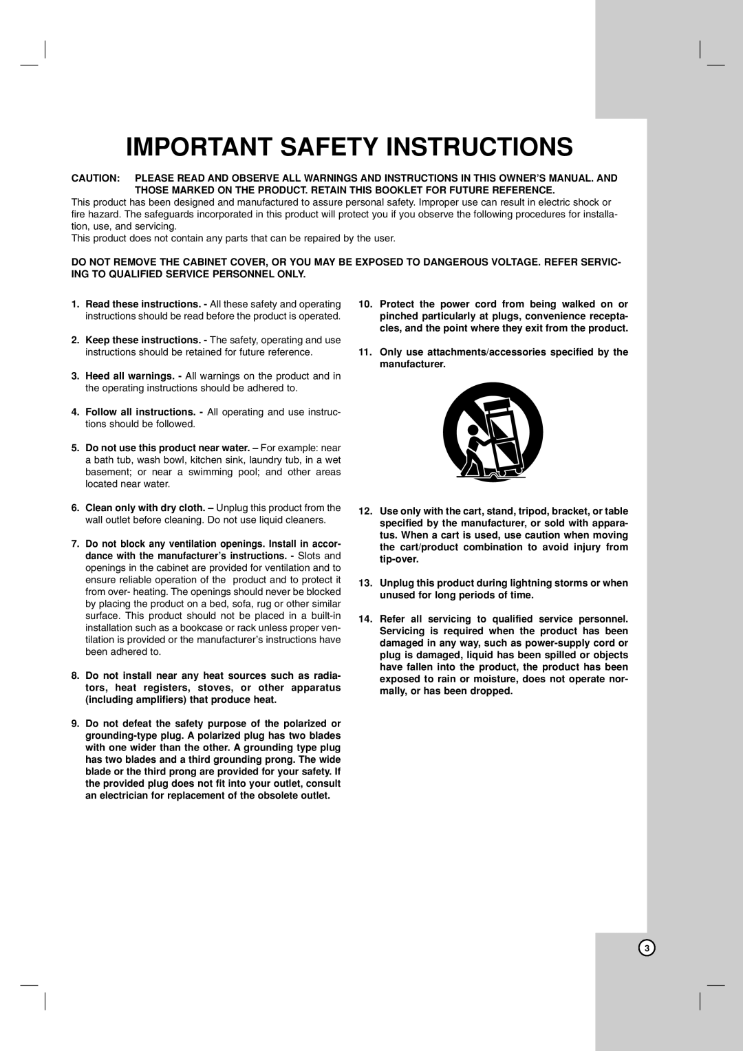 Maxell ZRY-316 manual Important Safety Instructions 