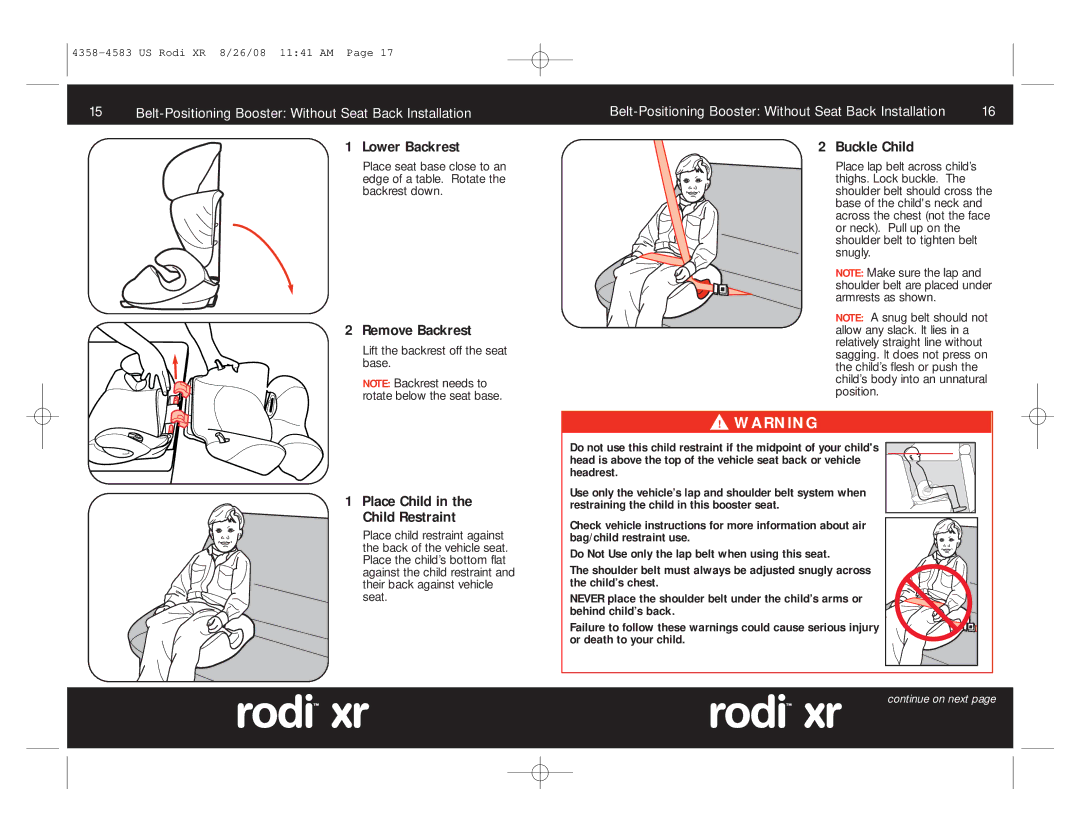 Maxi-Cosi 4358-4583 manual Lower Backrest, Remove Backrest 