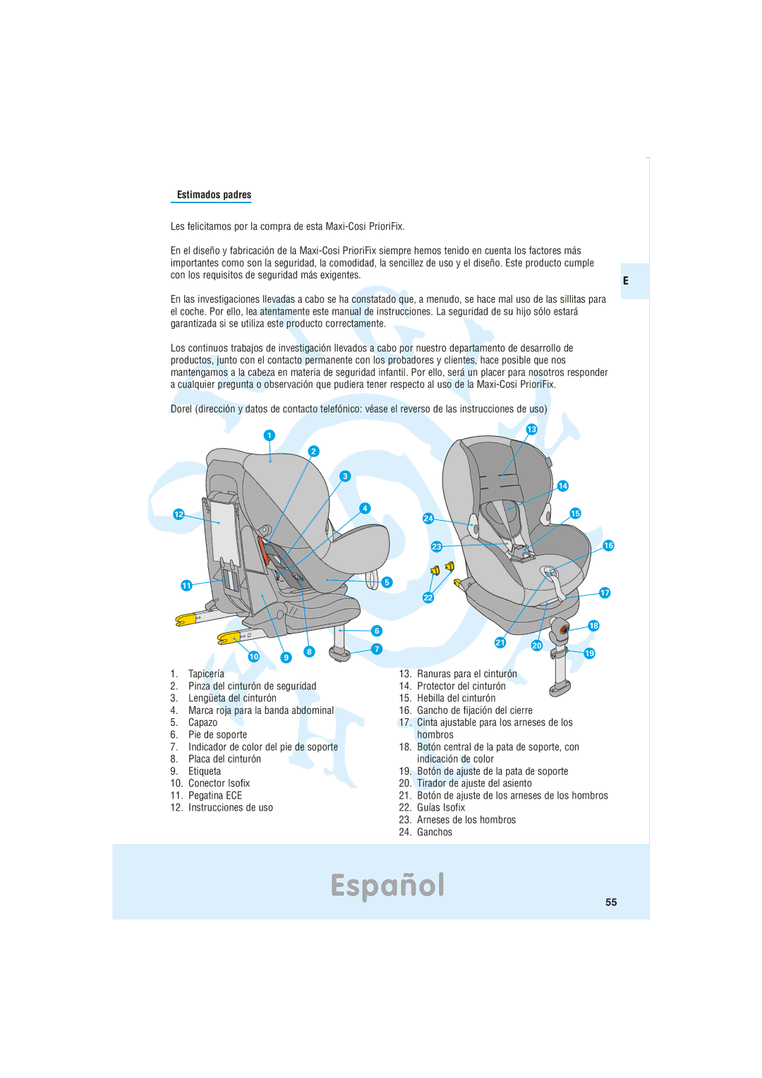 Maxi-Cosi Car Seat manual Español, Estimados padres, Les felicitamos por la compra de esta Maxi-Cosi PrioriFix 