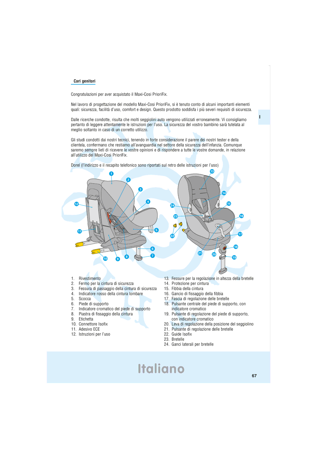 Maxi-Cosi Car Seat manual Italiano, Cari genitori 