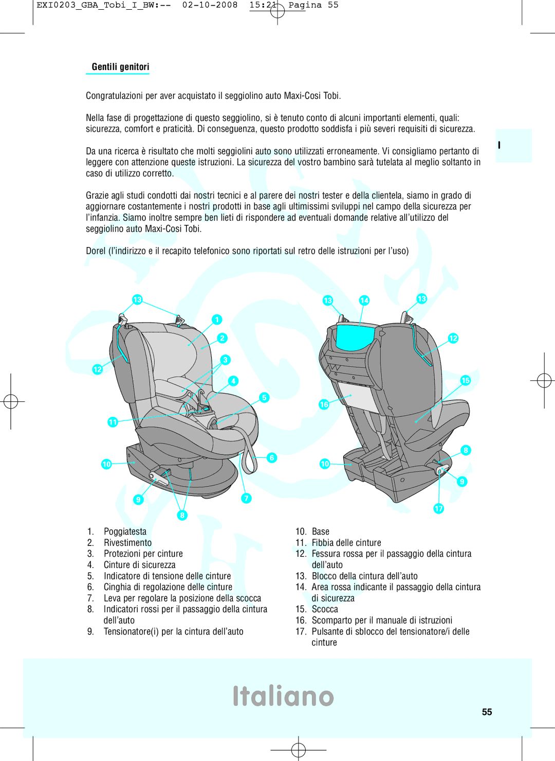 Maxi-Cosi DRU0632 manual Italiano, Gentili genitori 