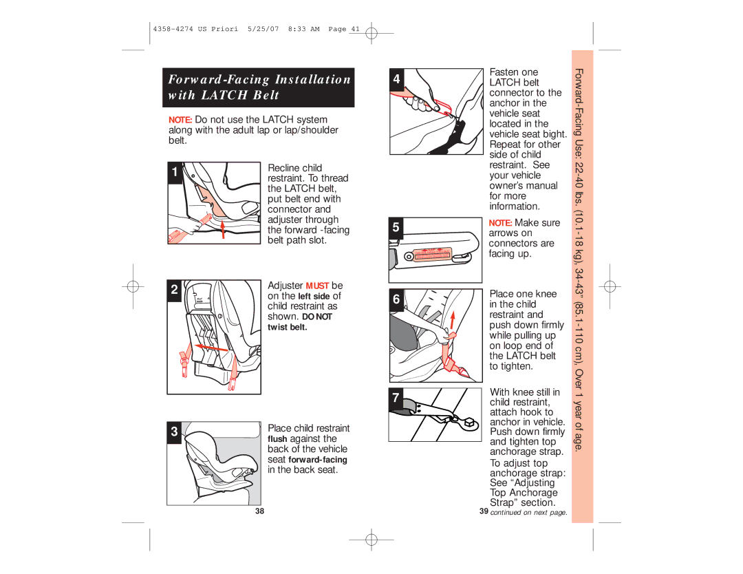 Maxi-Cosi Priori manual Forward-Facing Installation with Latch Belt 