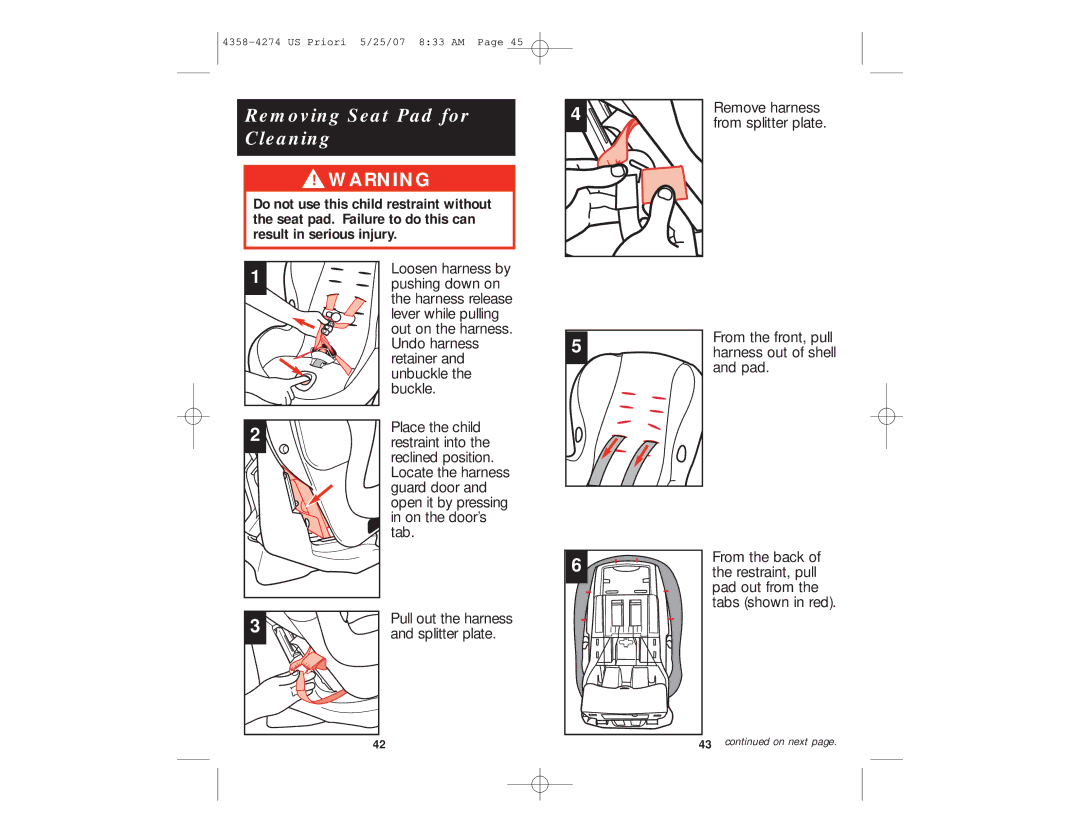 Maxi-Cosi Priori manual Removing Seat Pad for Cleaning 