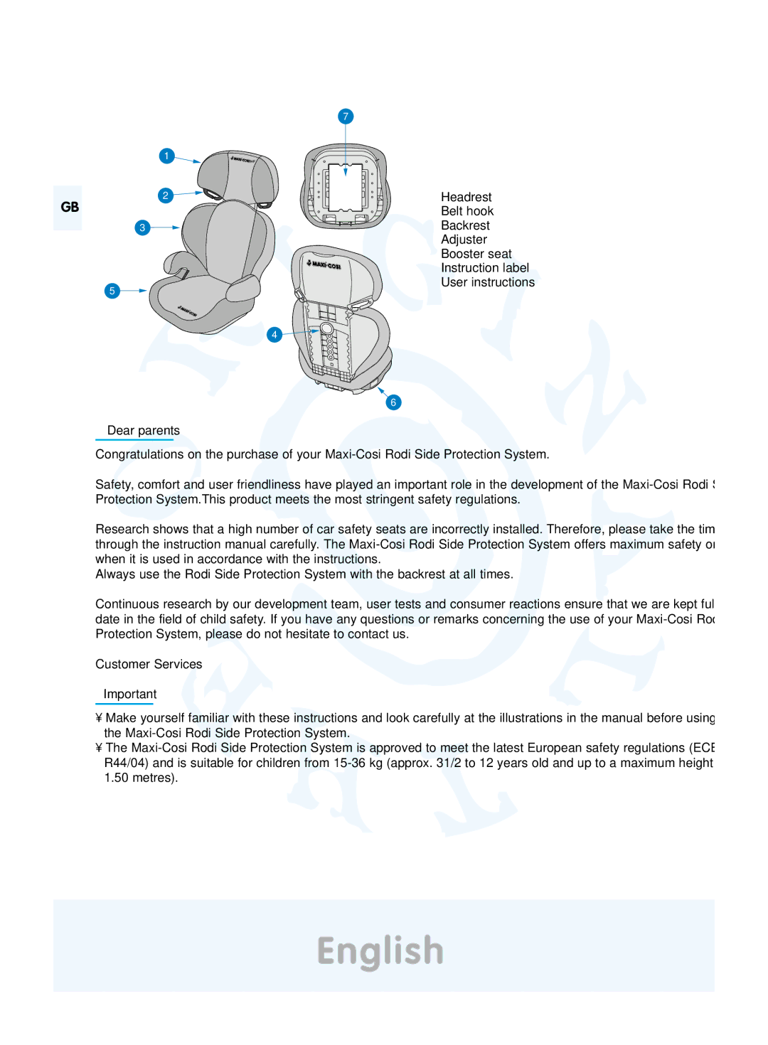 Maxi-Cosi safety seat manual English 