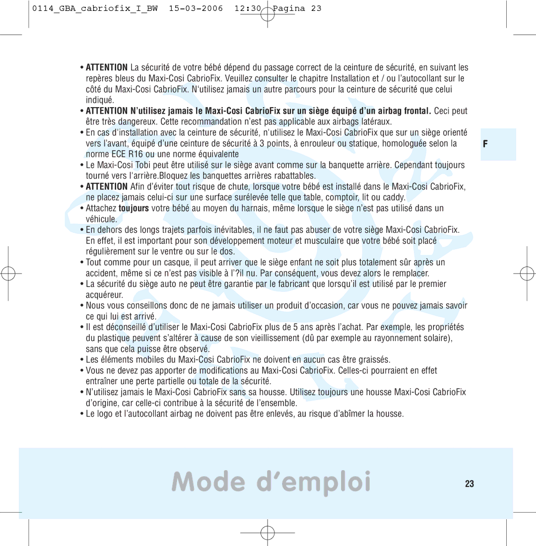 Maxi-Cosi THE SAFE WORLD OF I manual Mode d’emploi 