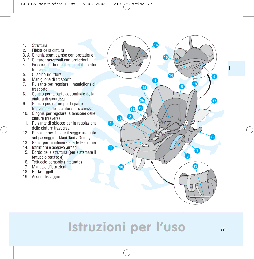 Maxi-Cosi THE SAFE WORLD OF I manual Istruzioni per l’uso, Cinghia per regolare la tensione delle cinture trasversali 