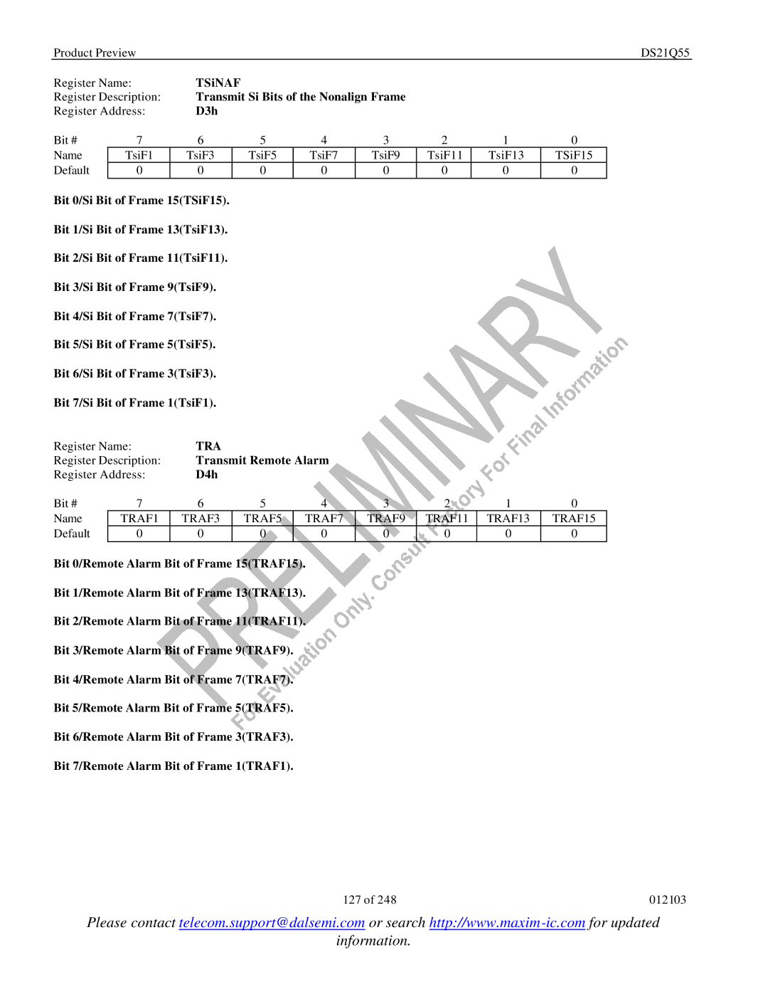 Maxim DS21Q55 specifications Tra 