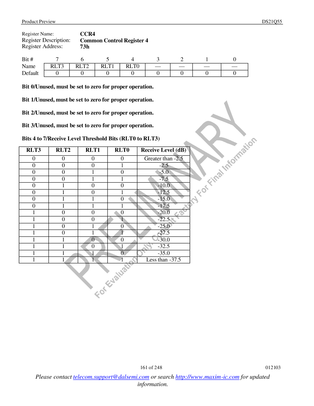 Maxim DS21Q55 specifications CCR4 