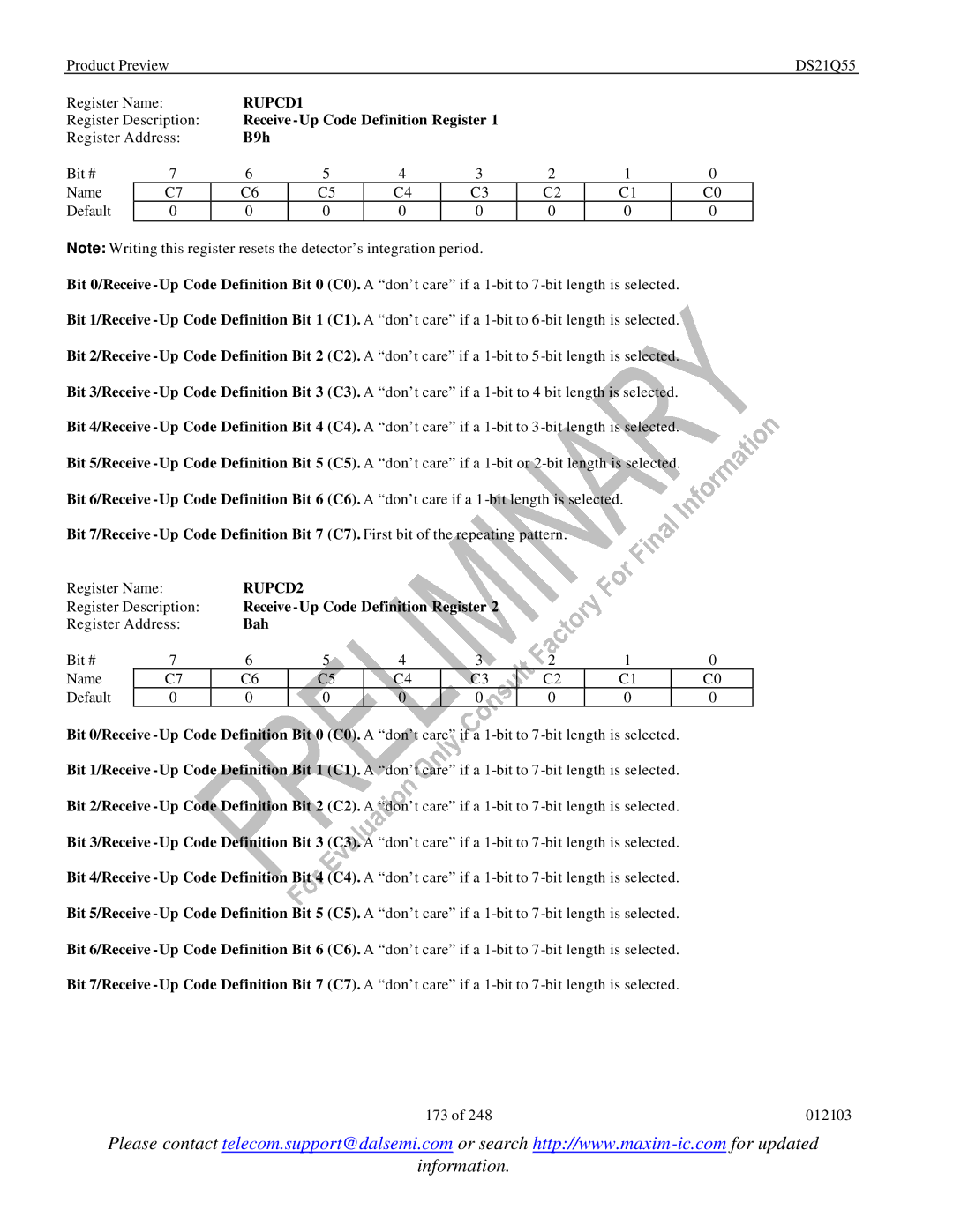 Maxim DS21Q55 specifications RUPCD1, RUPCD2 