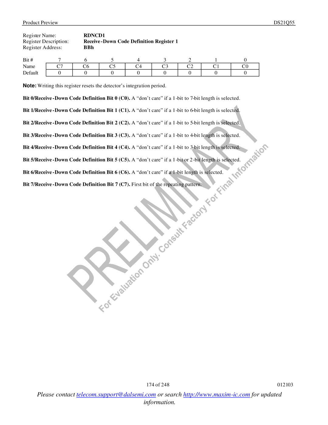 Maxim DS21Q55 specifications RDNCD1 