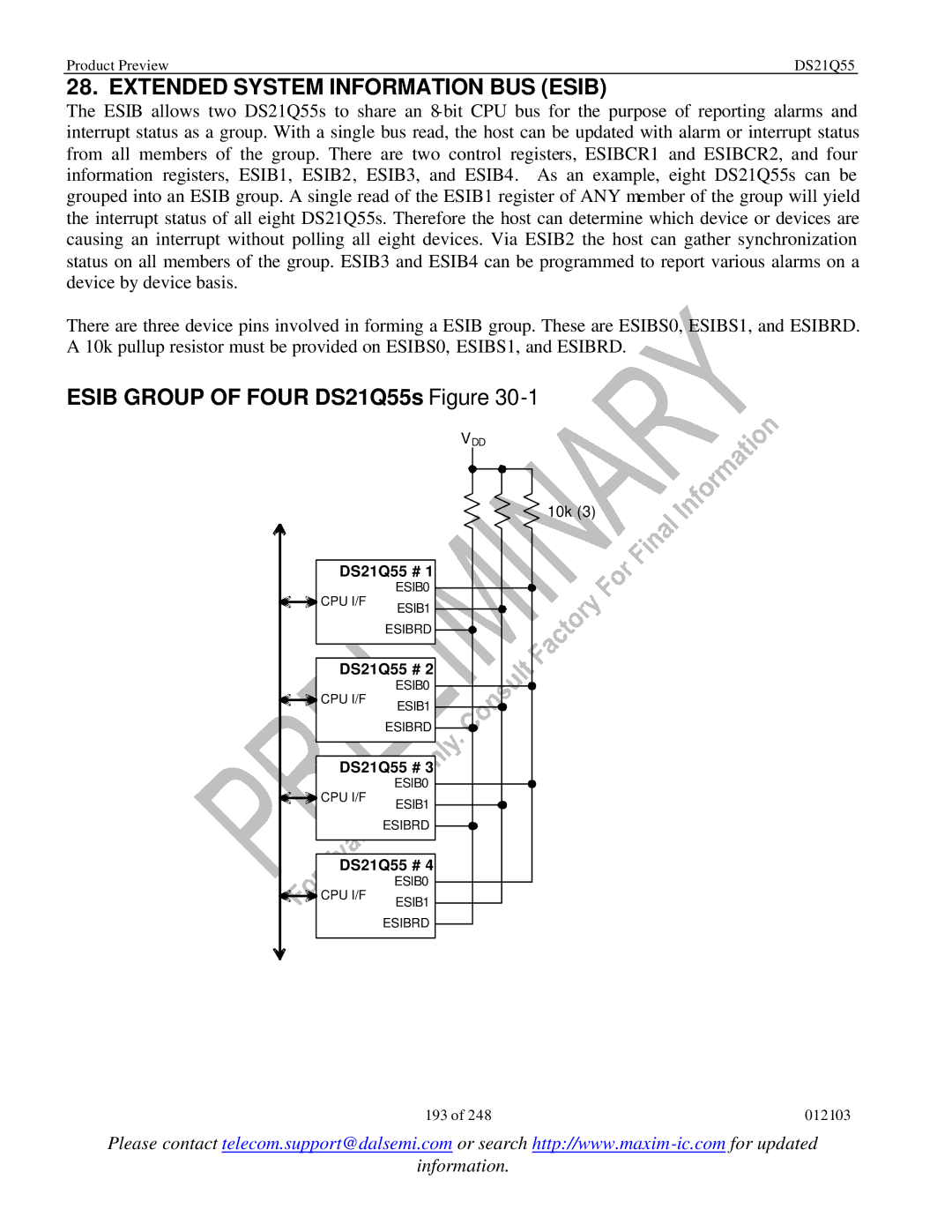 Maxim specifications Extended System Information BUS Esib, Esib Group of Four DS21Q55s Figure 