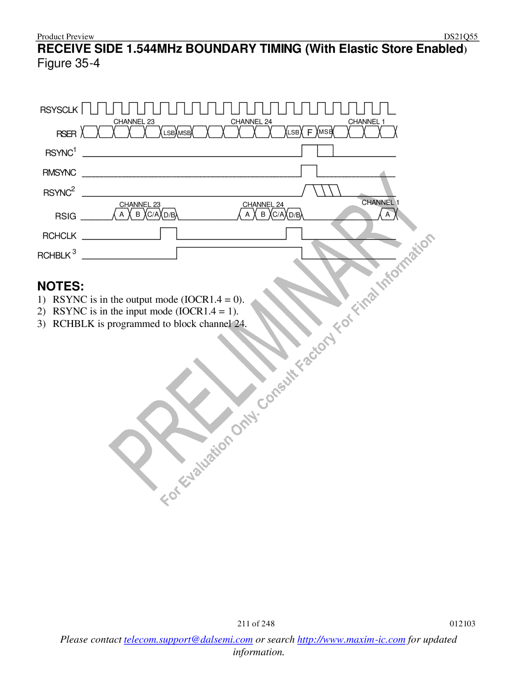 Maxim DS21Q55 specifications Rsysclk 