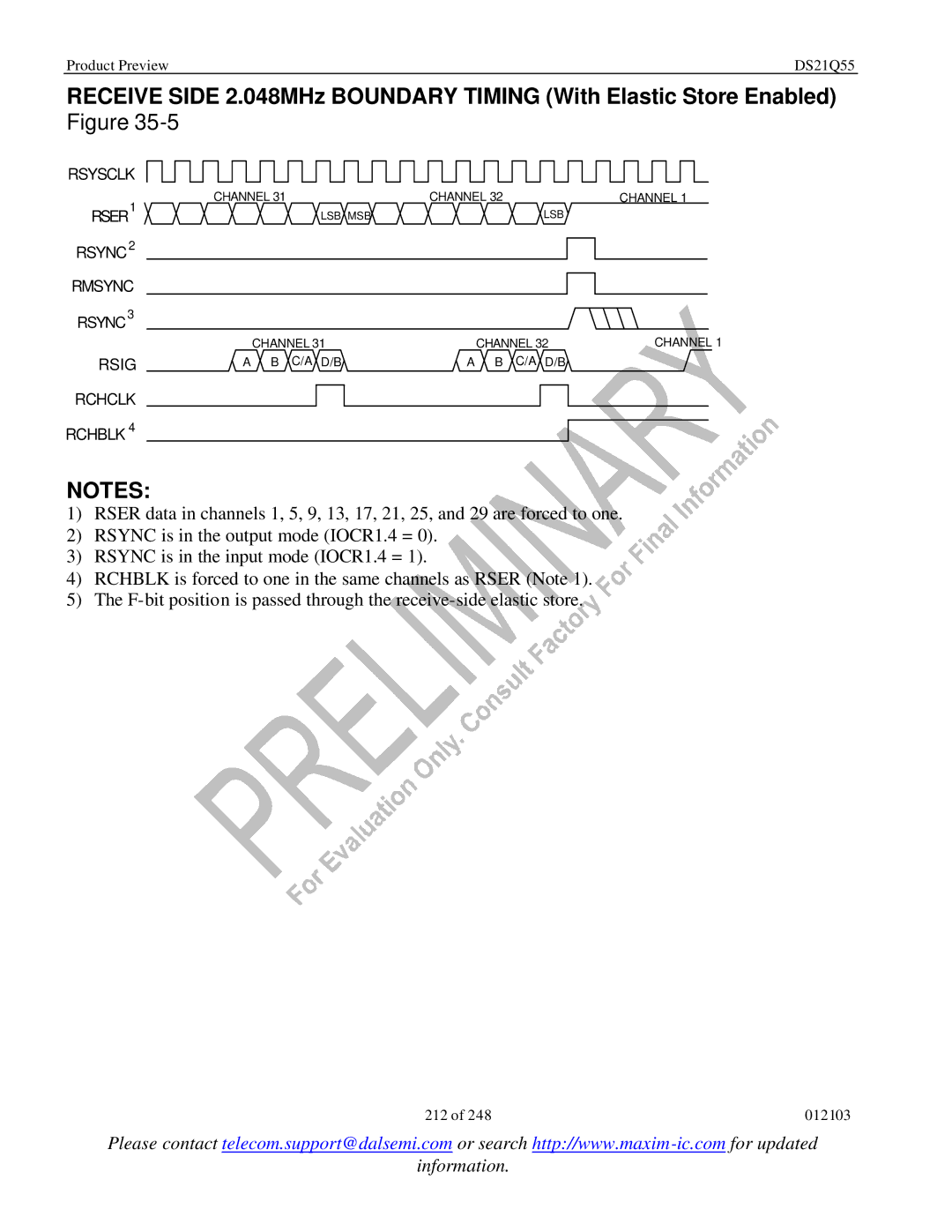 Maxim DS21Q55 specifications Rsysclk Rser 