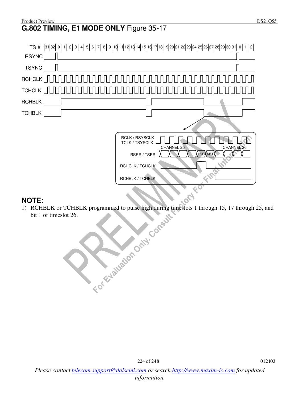 Maxim DS21Q55 specifications TIMING, E1 Mode only Figure 