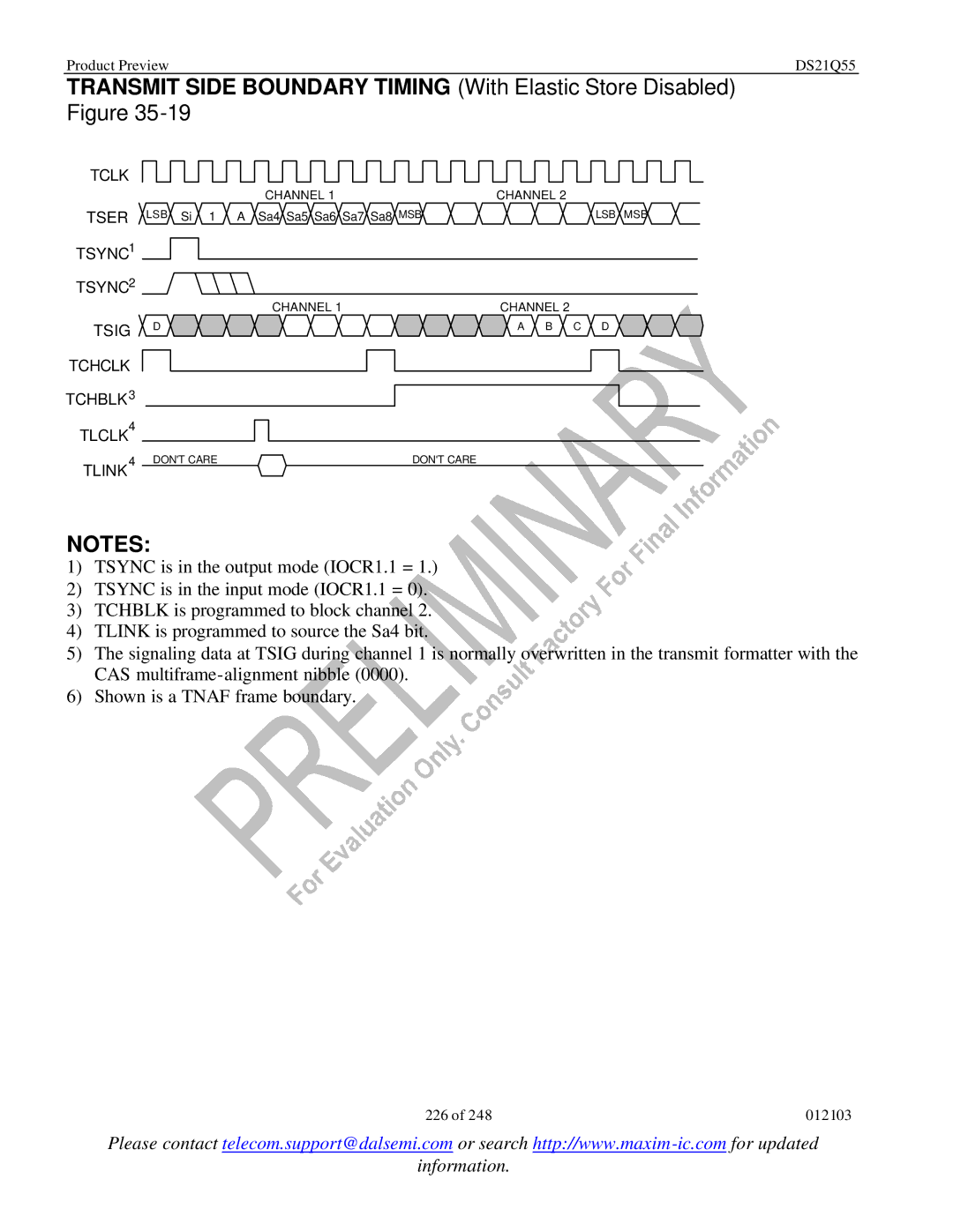 Maxim DS21Q55 specifications Tser LSB Si 