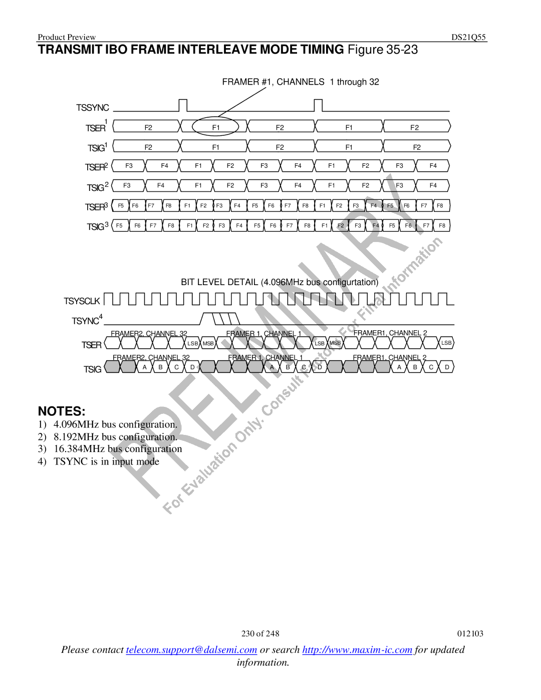 Maxim DS21Q55 specifications Transmit IBO Frame Interleave Mode Timing Figure 