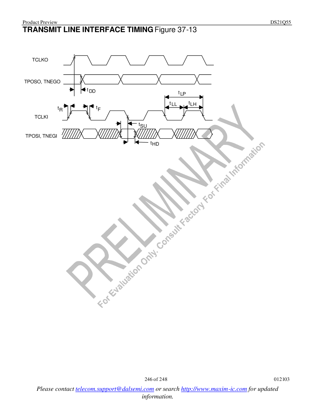 Maxim DS21Q55 specifications Transmit Line Interface Timing Figure 