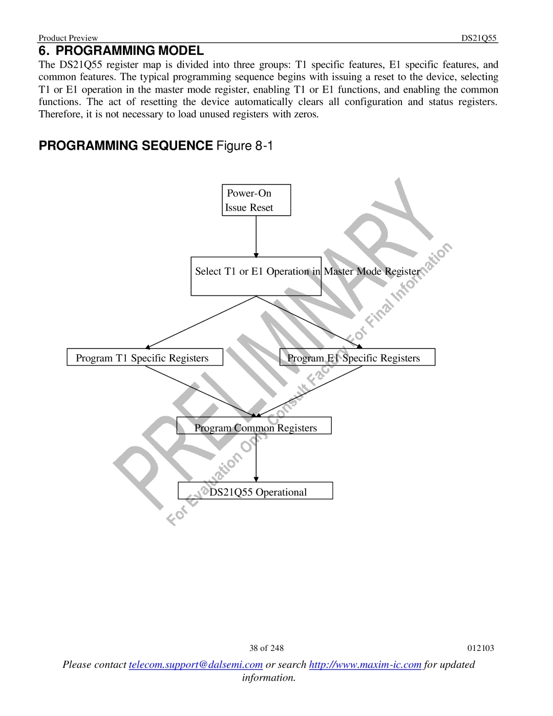 Maxim DS21Q55 specifications Programming Model, Programming Sequence Figure 