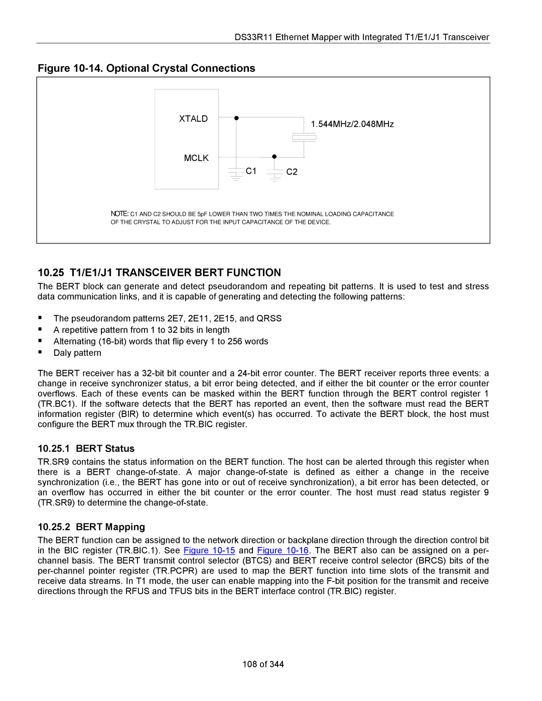 Maxim DS33R11 specifications Bert Status, Bert Mapping, Xtald Mclk 