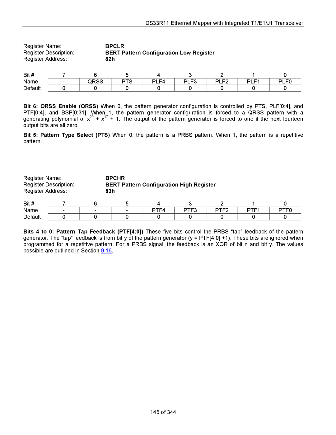 Maxim DS33R11 specifications Bpclr, Bpchr 