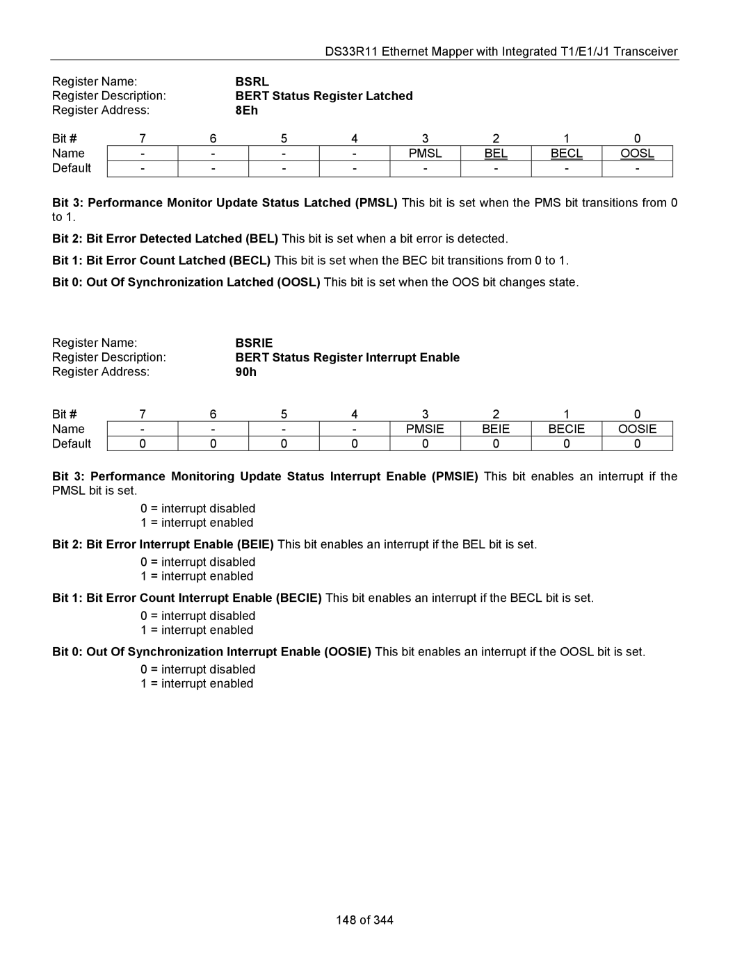 Maxim DS33R11 specifications Bsrl, Bsrie 