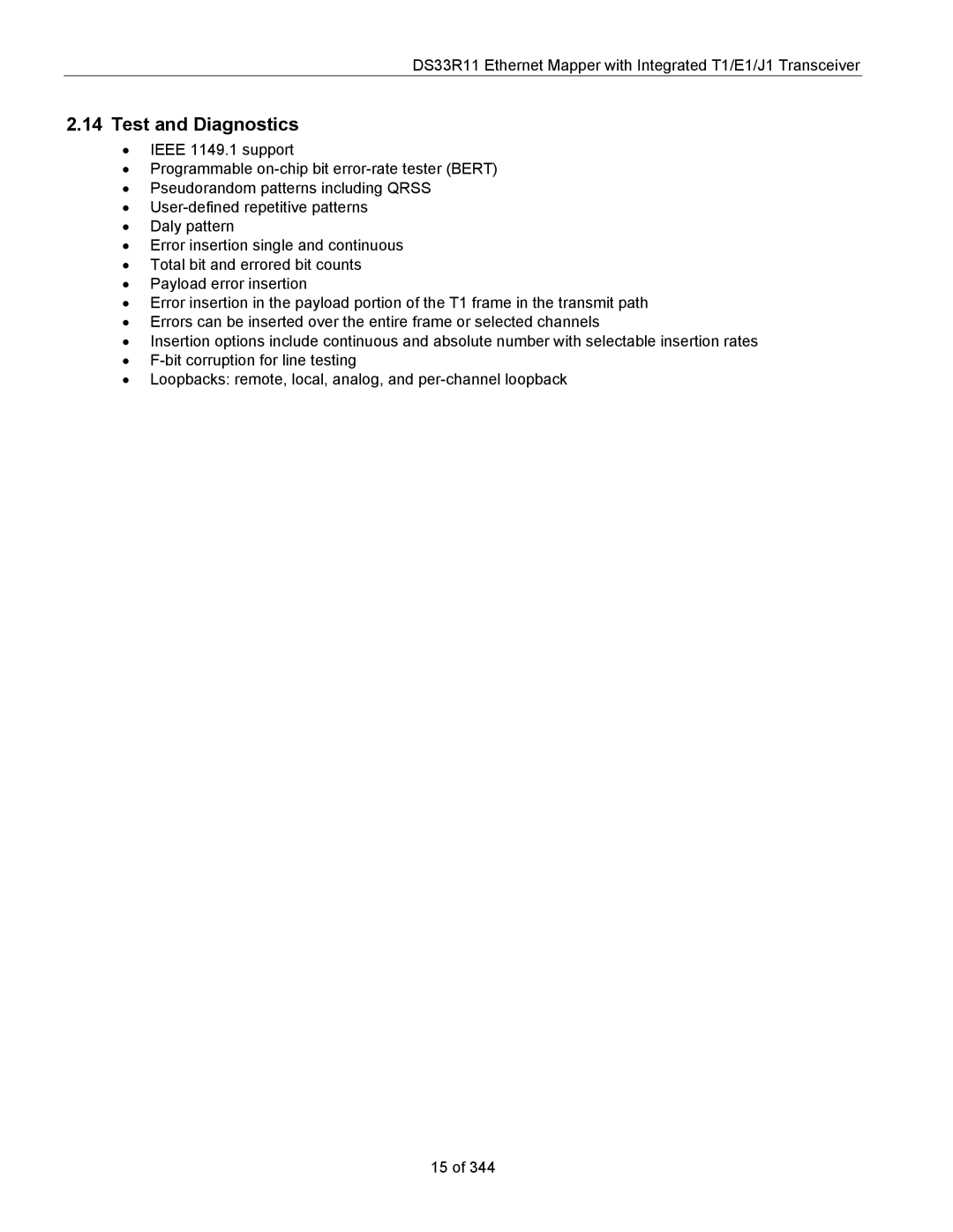 Maxim DS33R11 specifications Test and Diagnostics 