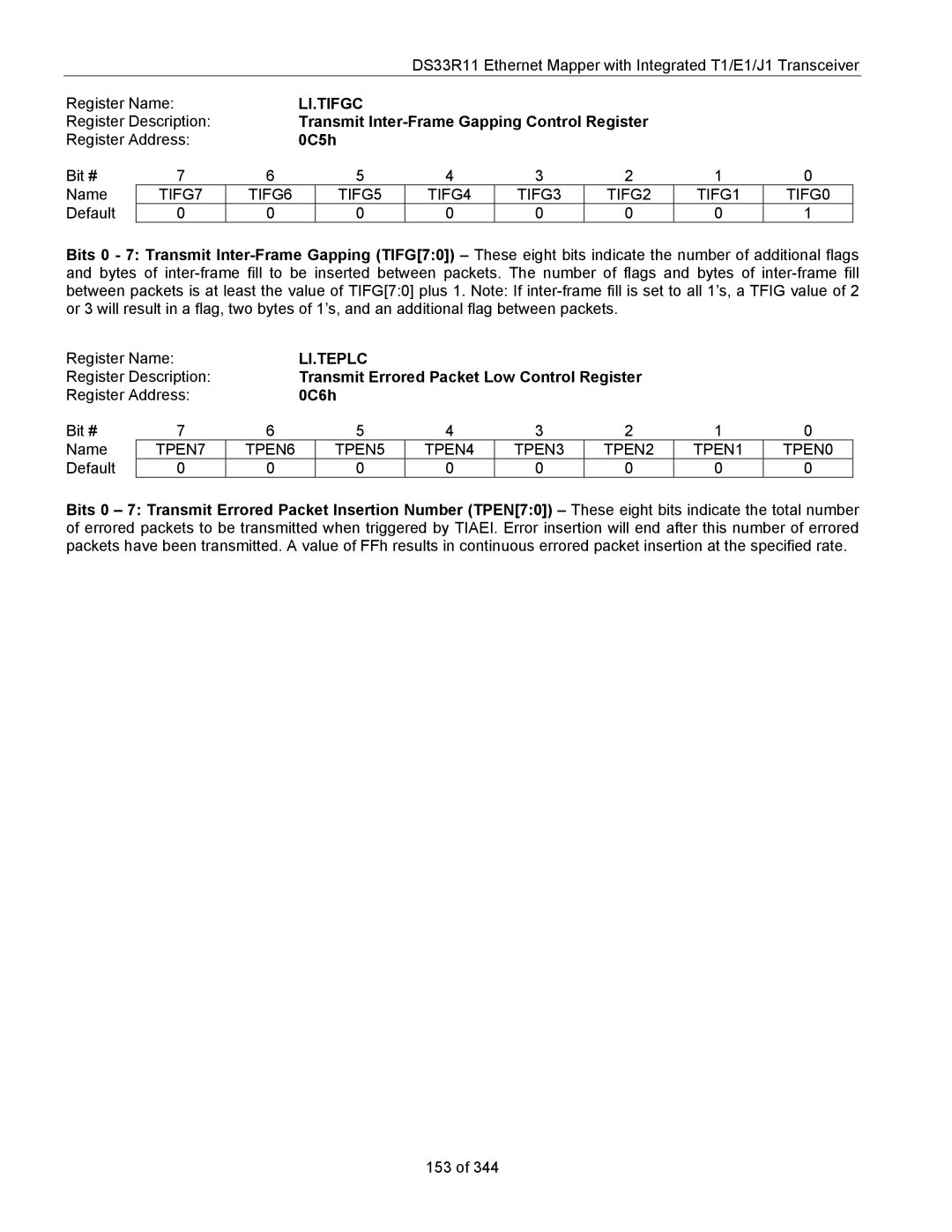 Maxim DS33R11 specifications Li.Tifgc, Li.Teplc 