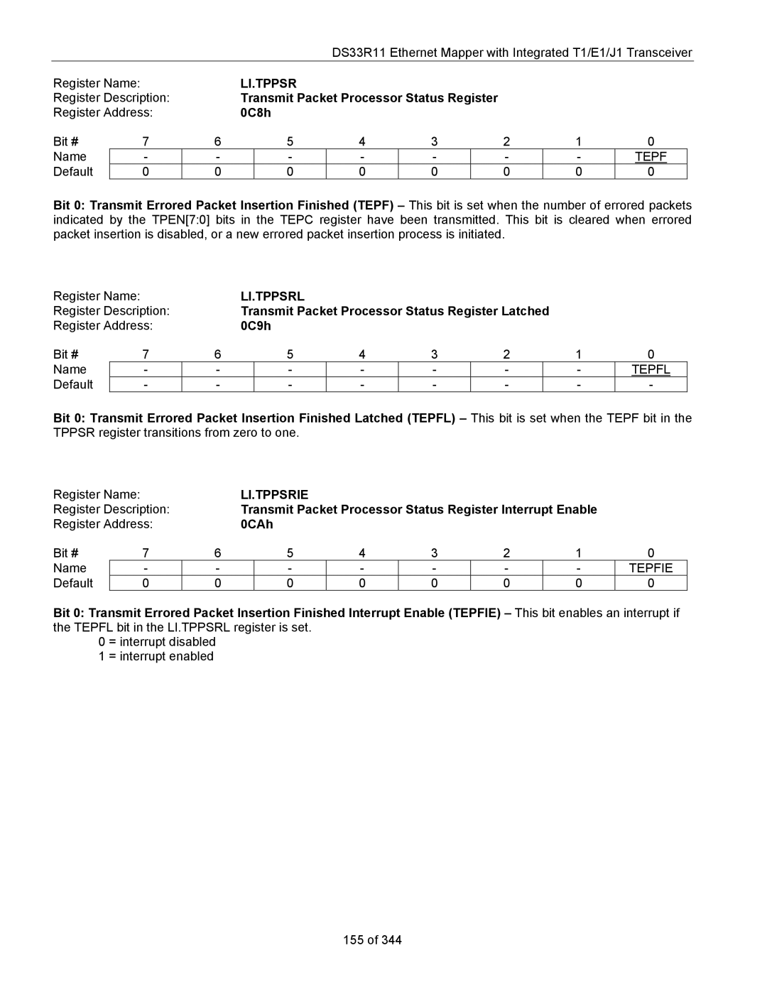 Maxim DS33R11 specifications Li.Tppsrl, Li.Tppsrie 