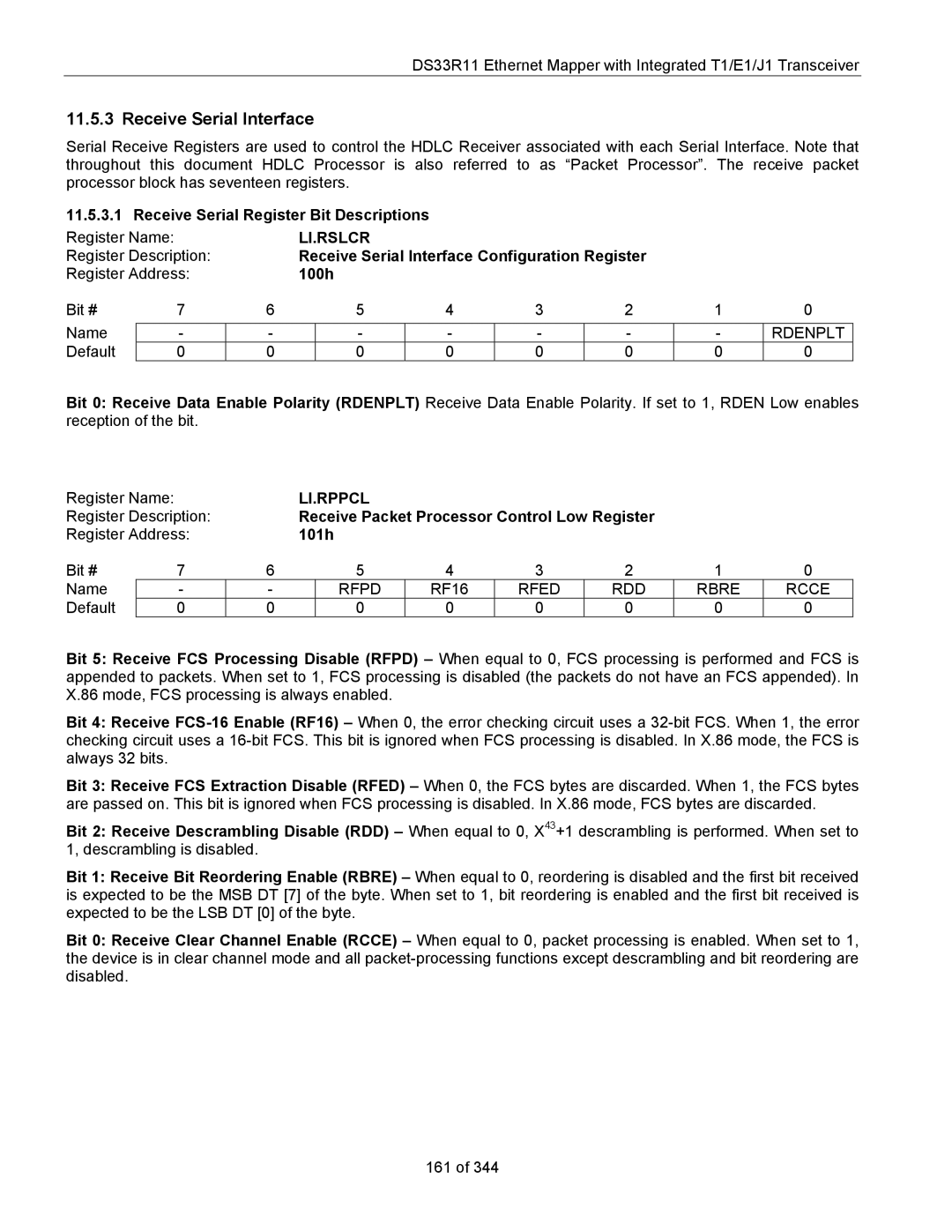 Maxim DS33R11 specifications Receive Serial Interface, Li.Rslcr, Li.Rppcl 