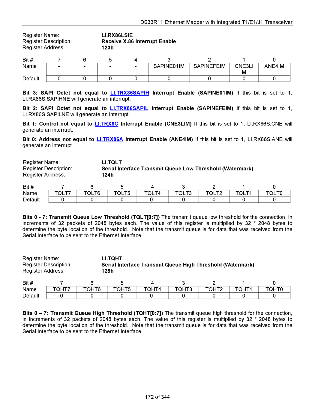 Maxim DS33R11 specifications LI.RX86LSIE, Li.Tqlt, Li.Tqht 