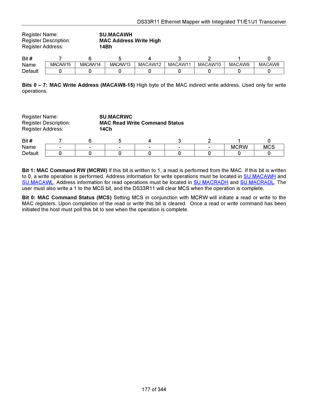 Maxim DS33R11 specifications Su.Macawh, Su.Macrwc 