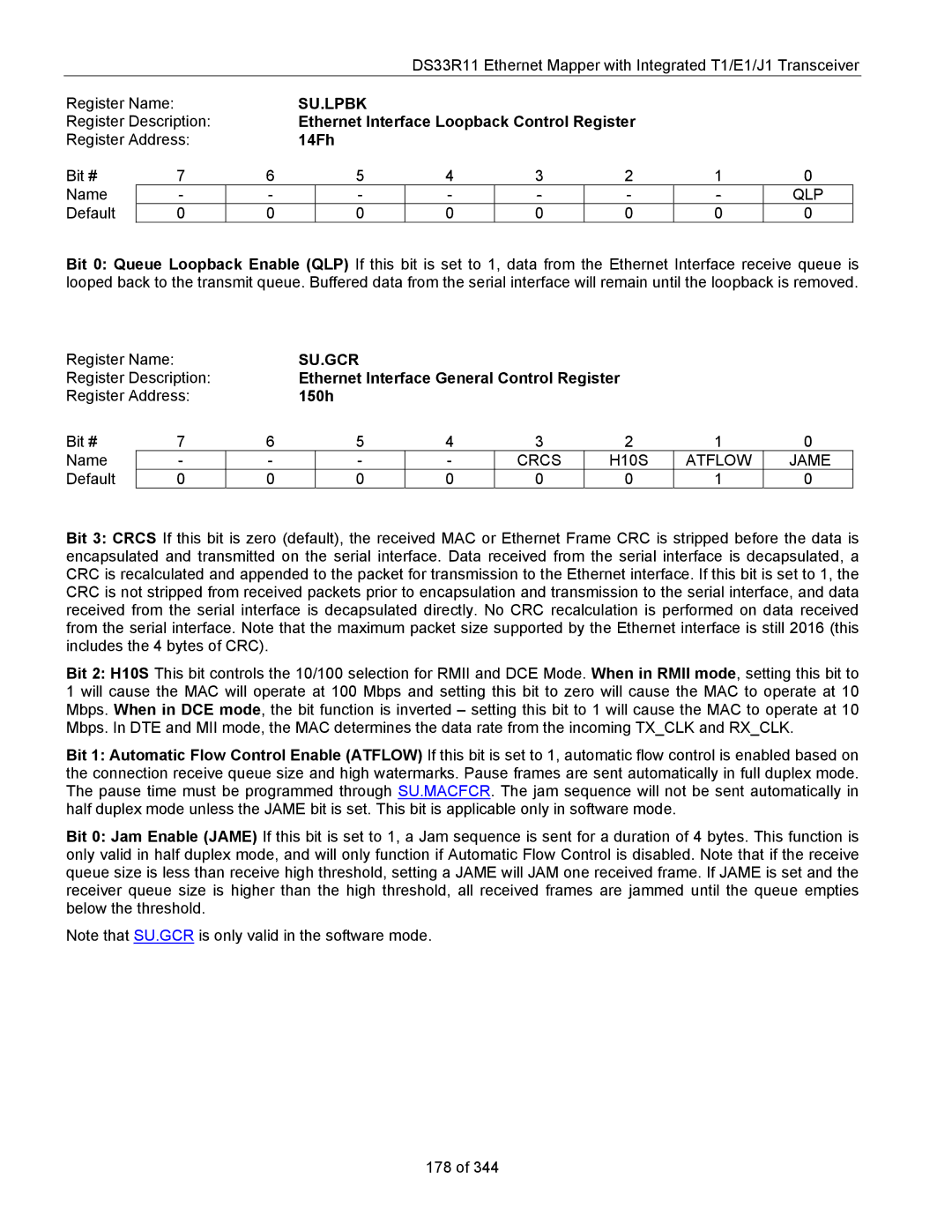 Maxim DS33R11 specifications Su.Lpbk, Su.Gcr 