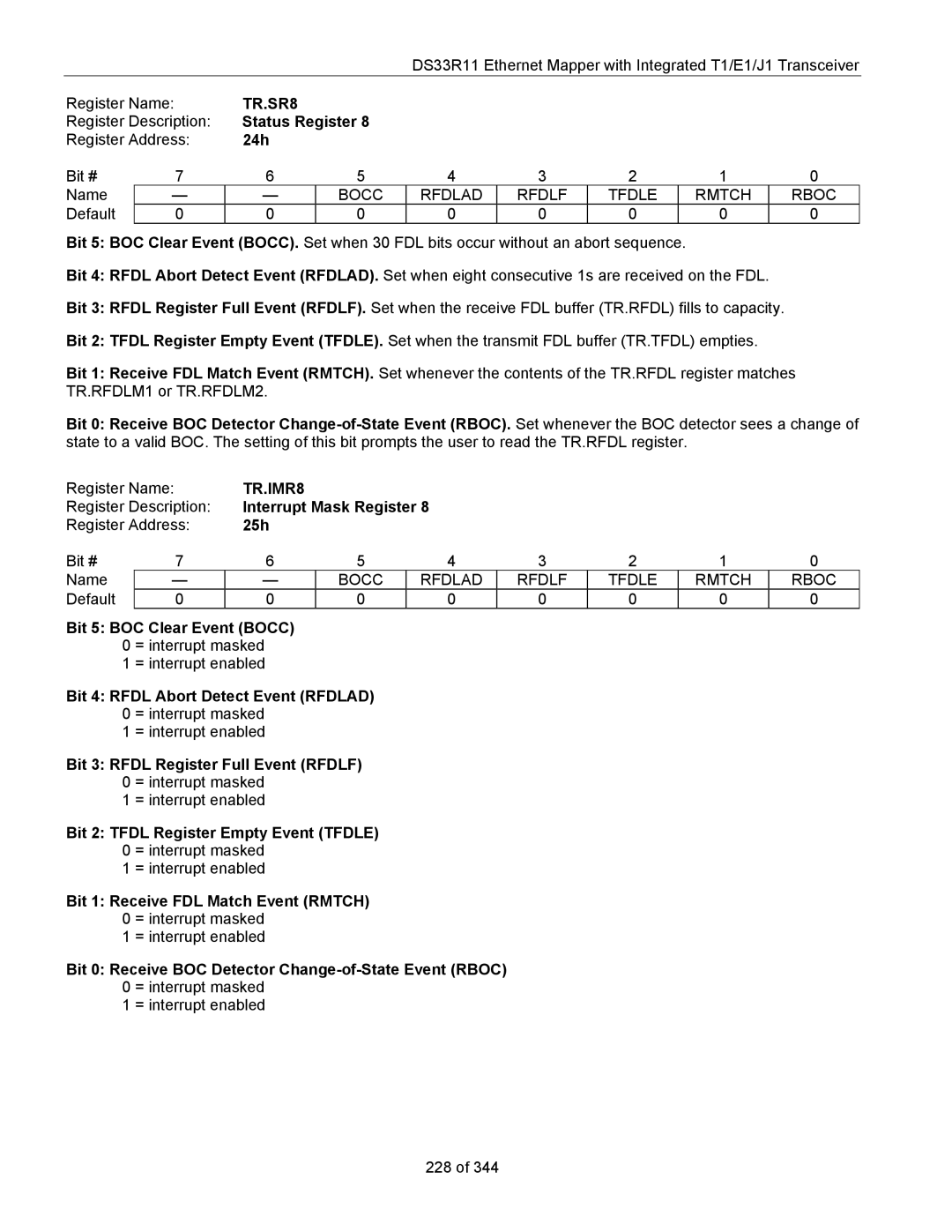 Maxim DS33R11 specifications TR.SR8, TR.IMR8 