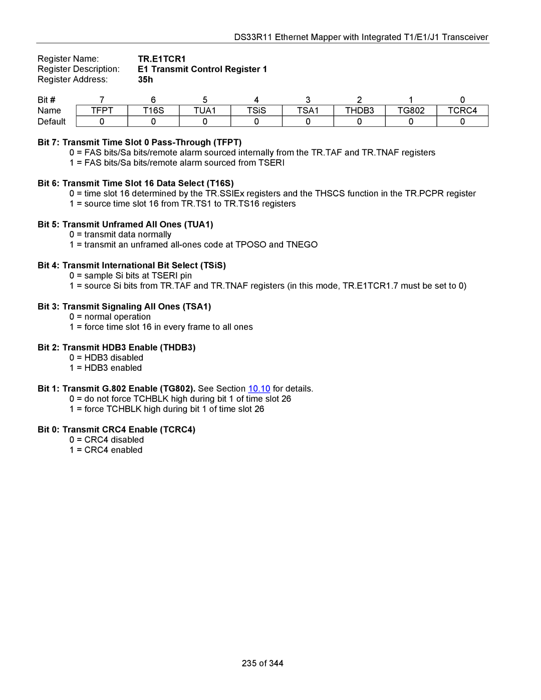 Maxim DS33R11 specifications TR.E1TCR1 