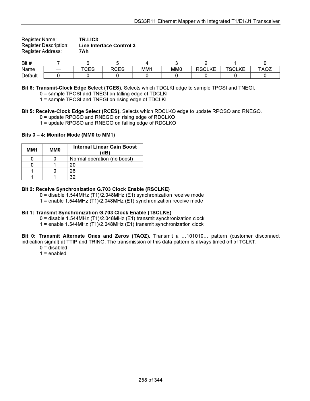 Maxim DS33R11 specifications TR.LIC3, MM1 MM0 