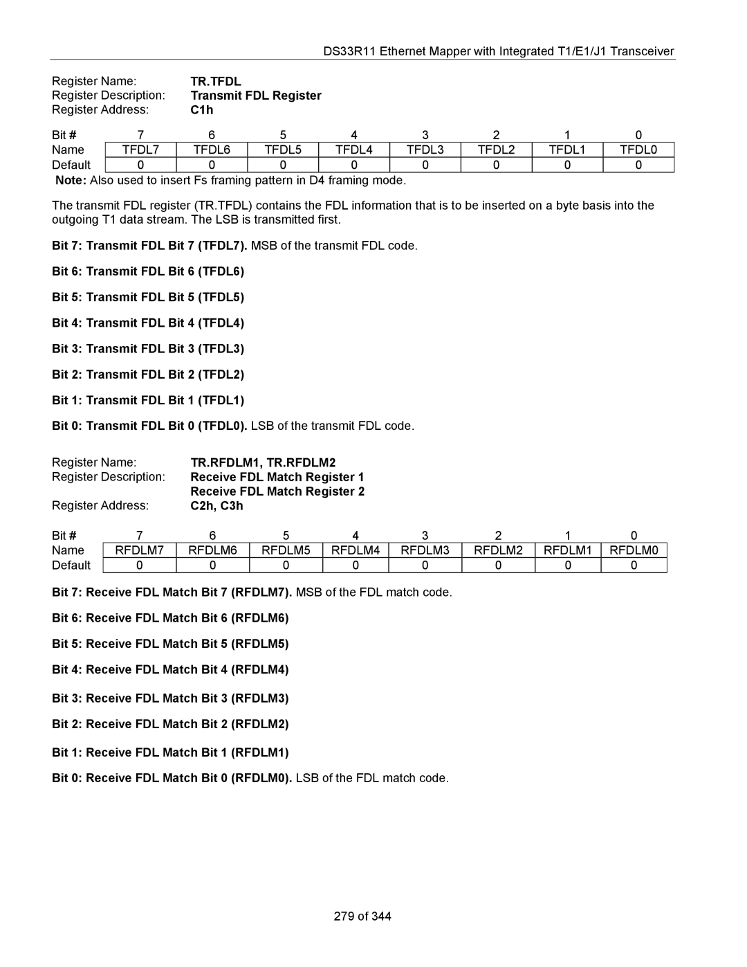 Maxim DS33R11 specifications Tr.Tfdl, TR.RFDLM1, TR.RFDLM2 