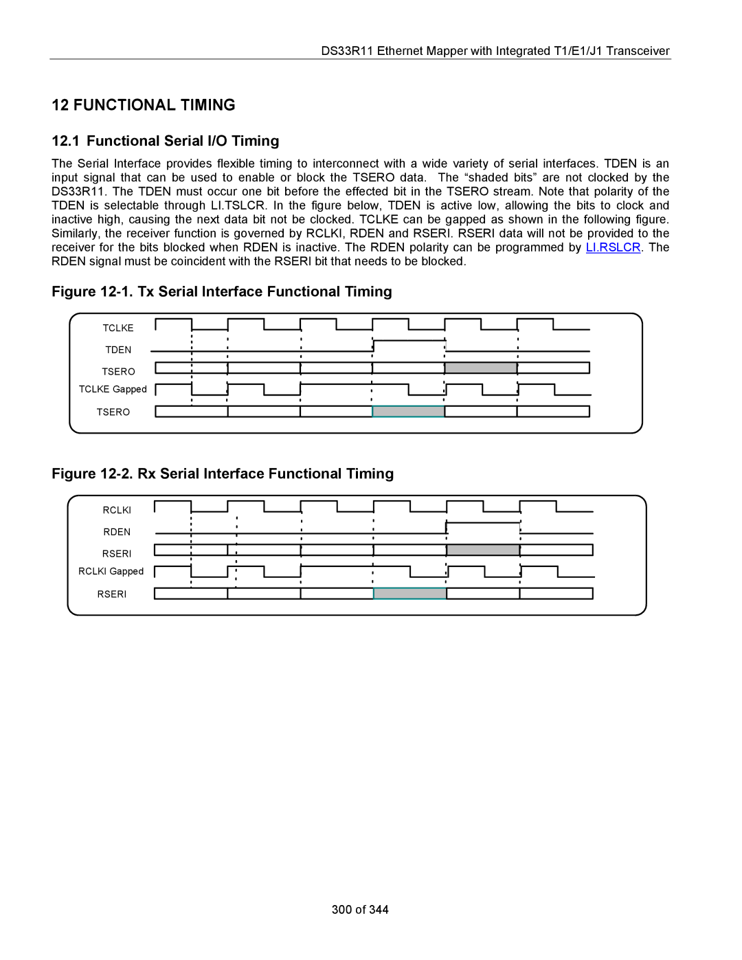 Maxim DS33R11 specifications Functional Serial I/O Timing, Tx Serial Interface Functional Timing 