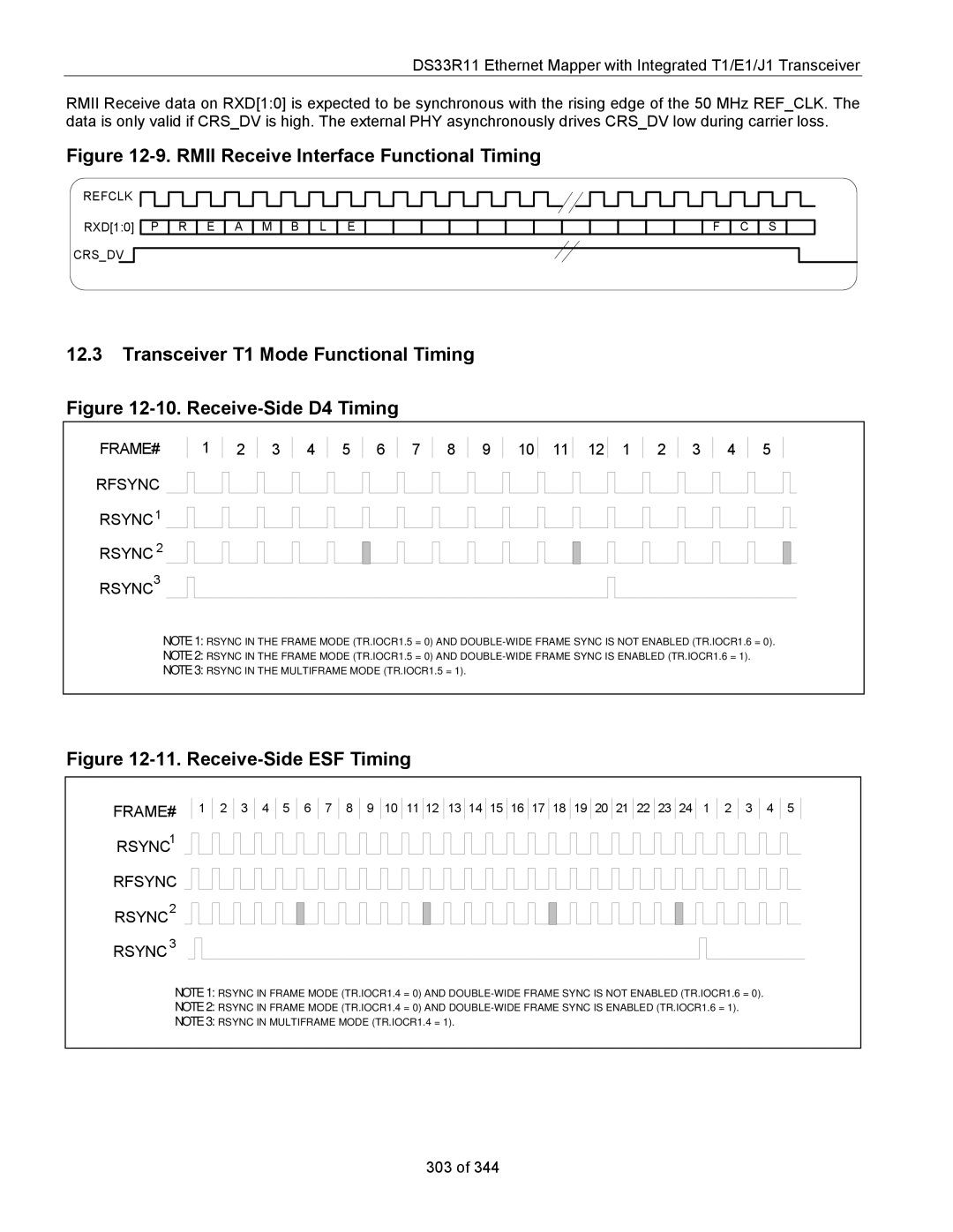 Maxim DS33R11 specifications FRAME# Rfsync RSYNC1 Rsync 2 RSYNC3, FRAME# RSYNC1 Rfsync RSYNC2 Rsync 