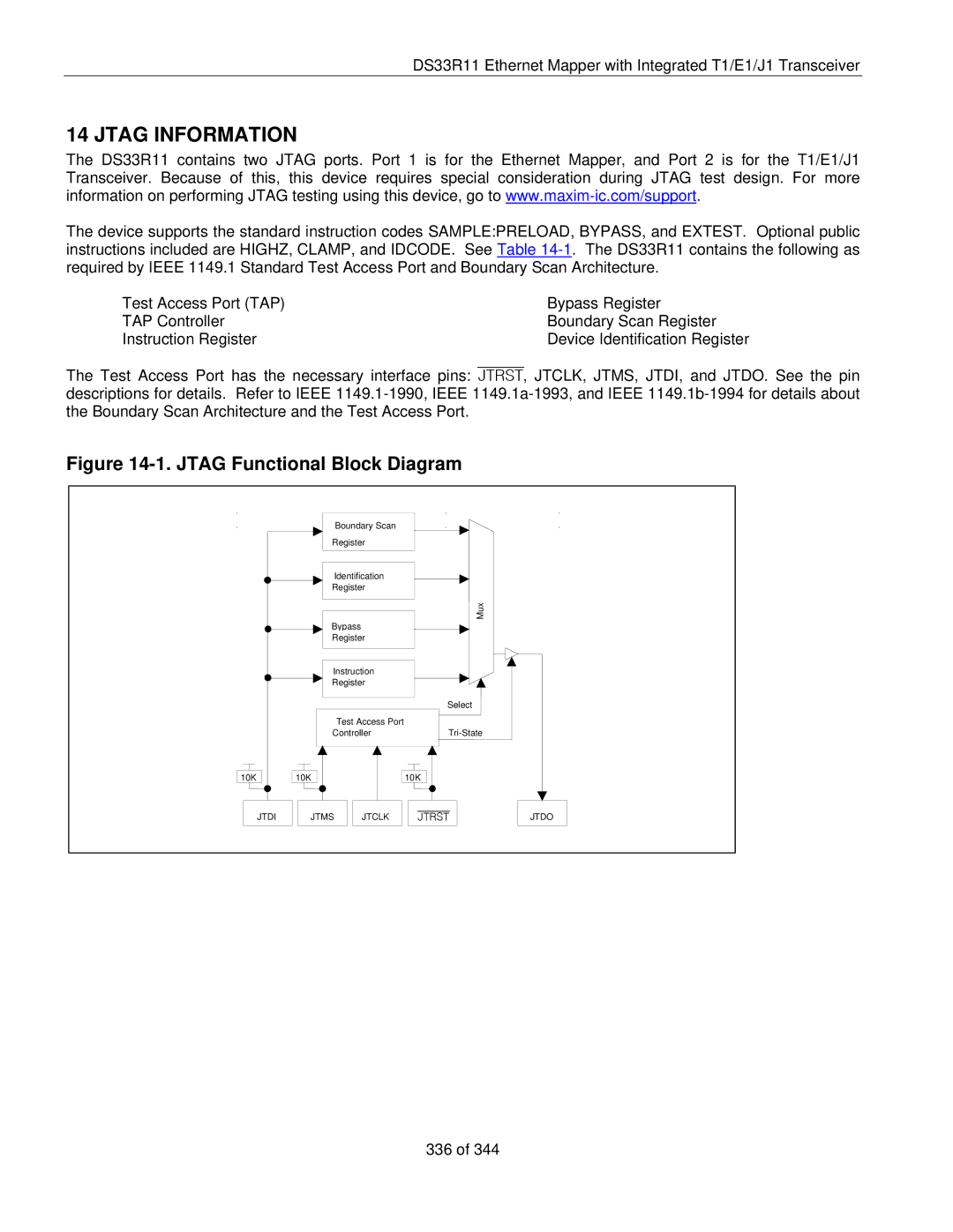 Maxim DS33R11 specifications Jtag Information 