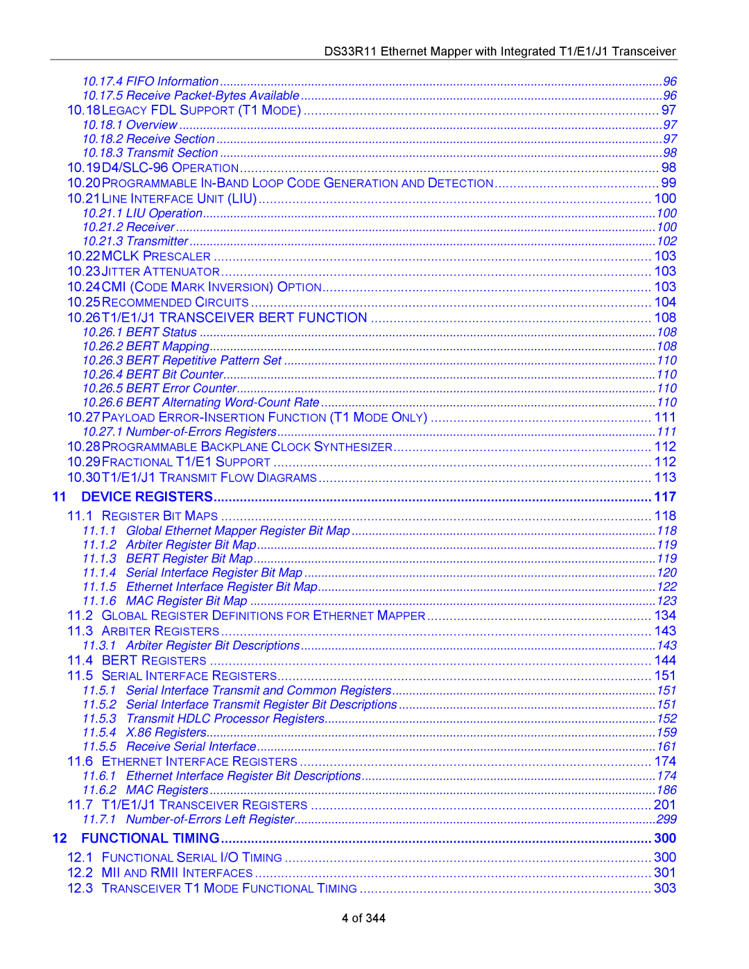 Maxim DS33R11 specifications Device Registers 