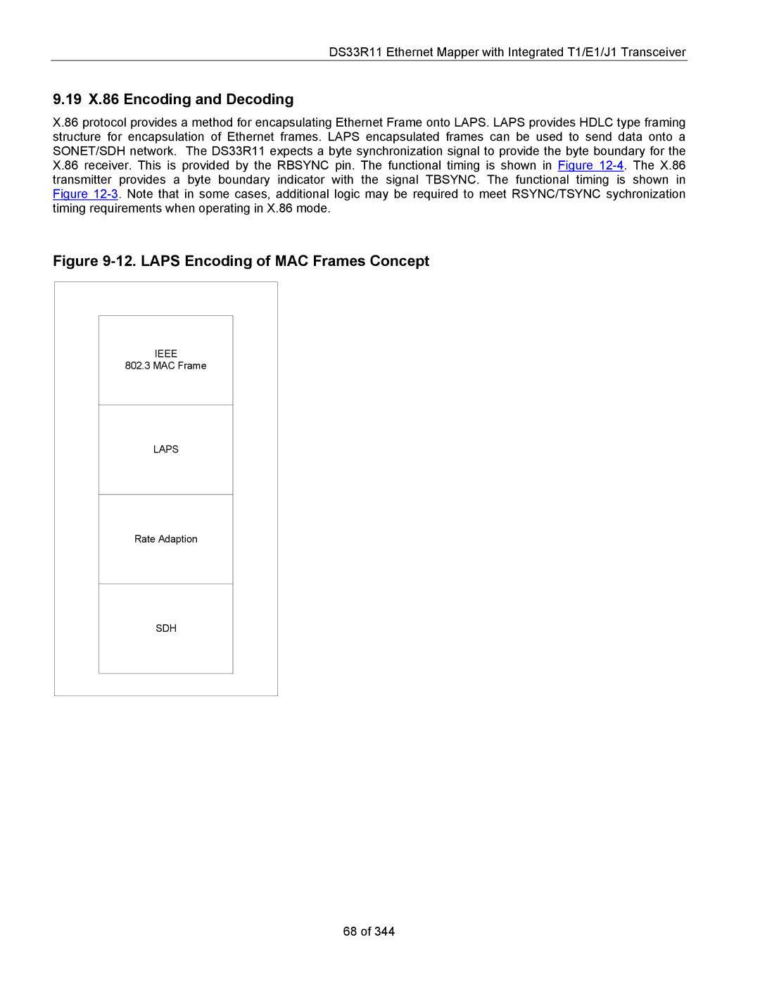 Maxim DS33R11 specifications 19 X.86 Encoding and Decoding, Laps Encoding of MAC Frames Concept 